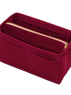 Dark Red Travel Cosmetic Organizer Bag – Multi-Pocket Zippered Storage Pouch