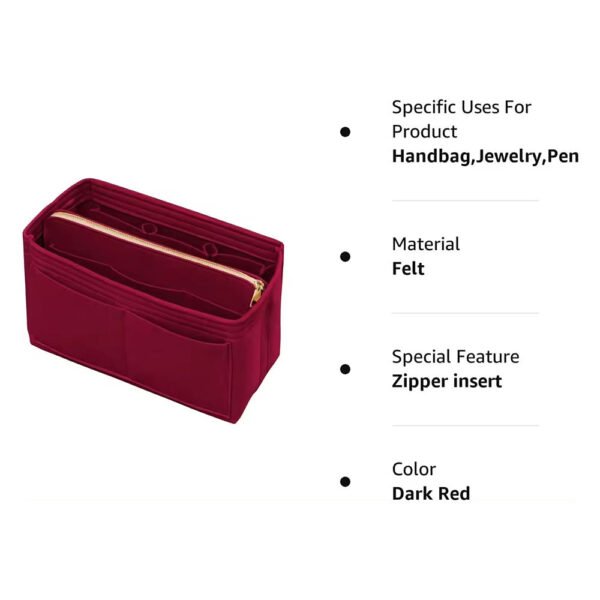 Dark Red Travel Cosmetic Organizer Bag – Multi-Pocket Zippered Storage Pouch