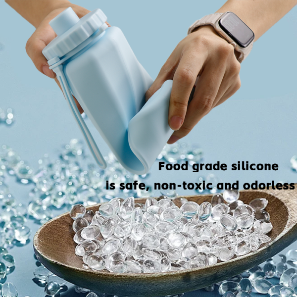 600ml Eco-Friendly Silicone Water Bottle – BPA-Free Outdoor Camping Bottle with Custom Logo