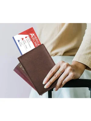 Leather Unisex RFID Blocking Passport Holder – Travel Wallet Organizer