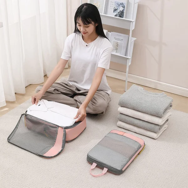 6-Piece Compression Packing Cube Set – Travel Organizer for Suitcases