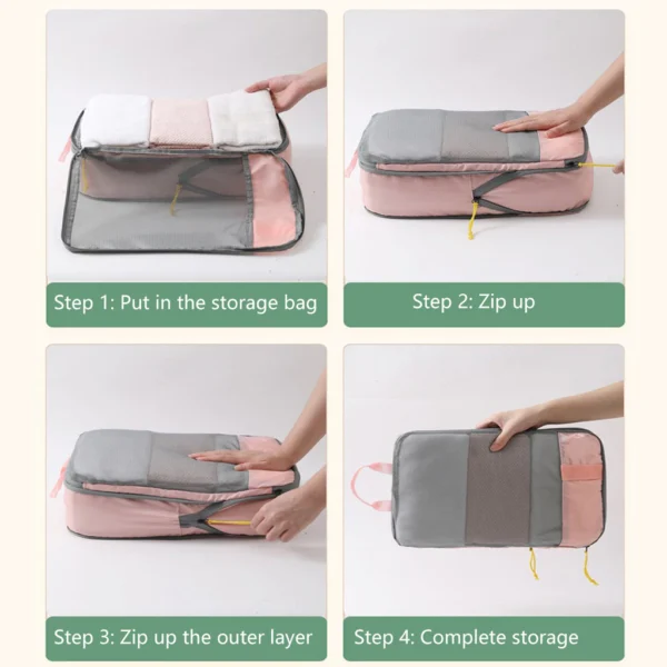 6-Piece Compression Packing Cube Set – Travel Organizer for Suitcases