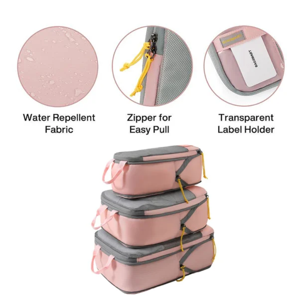 6-Piece Compression Packing Cube Set – Travel Organizer for Suitcases
