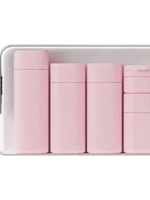 5-Piece Travel Dispenser Bottles Set – Soft-Touch Portable Lotion, Cleanser & Shampoo Organizer