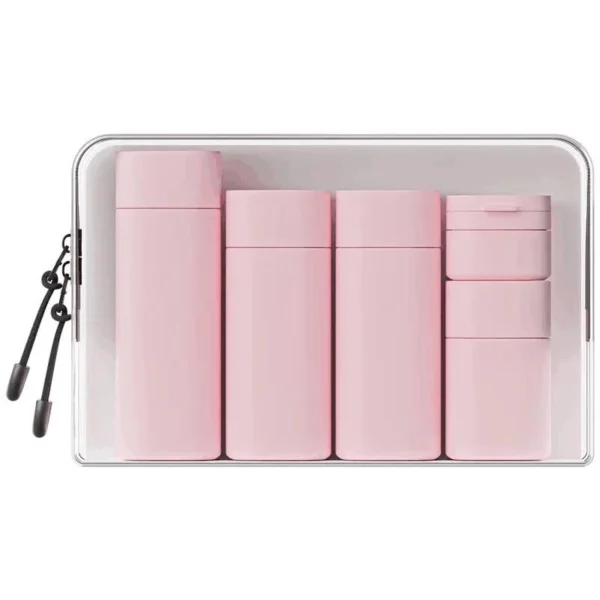 5-Piece Travel Dispenser Bottles Set – Soft-Touch Portable Lotion, Cleanser & Shampoo Organizer