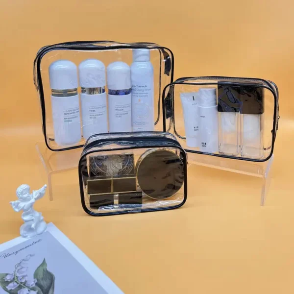 Portable Waterproof Travel Toiletry Bag – PVC Cosmetic Makeup Organizer Pouch with Zipper